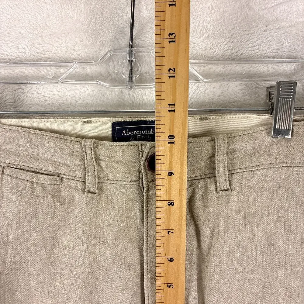 Abercrombie & Fitch Pants Men Size 29x32 (30x32) Beige Langdon Skinny 100% Linen